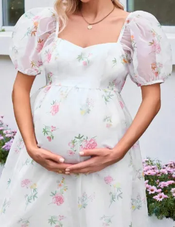Rochie medie SHEIN Maternity, alb