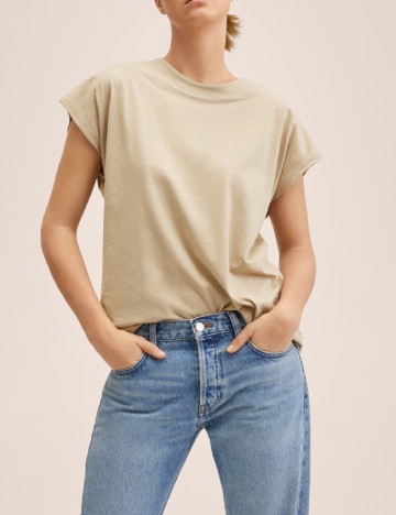 Tricou Mango, bej