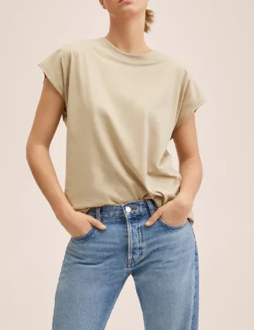 Tricou Mango, bej
