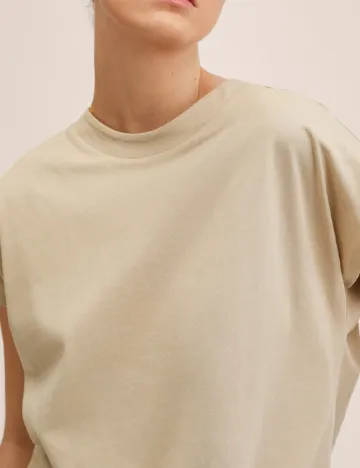 Tricou Mango, bej