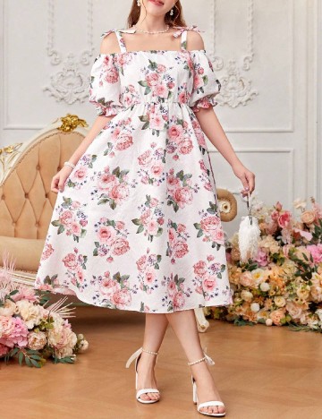 Rochie medie Shein Kids, floral print