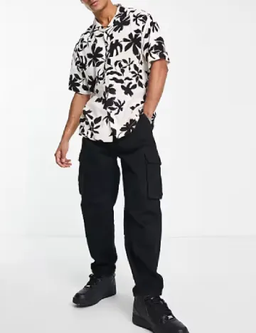 Camasa Pull&Bear, crem/negru
