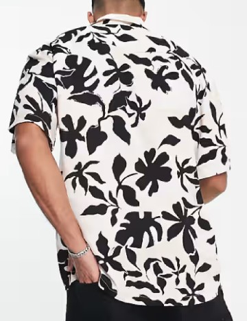 Camasa Pull&Bear, crem/negru