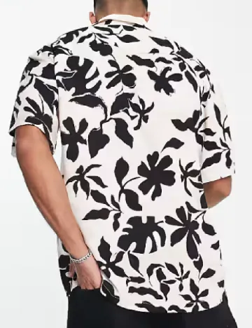Camasa Pull&Bear, crem/negru