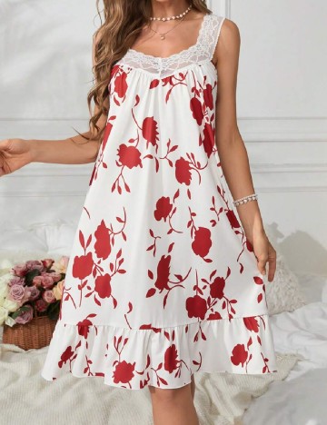 Rochie de noapte SHEIN, alb/rosu