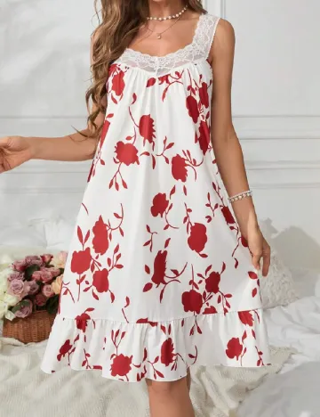 Rochie de noapte SHEIN, alb/rosu
