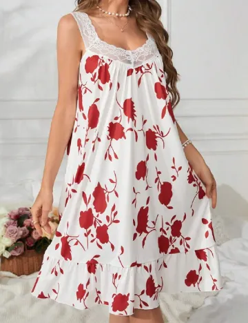 Rochie de noapte SHEIN, alb/rosu