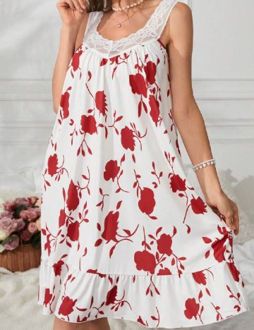 Rochie de noapte SHEIN, alb/rosu