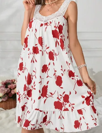 Rochie de noapte SHEIN, alb/rosu
