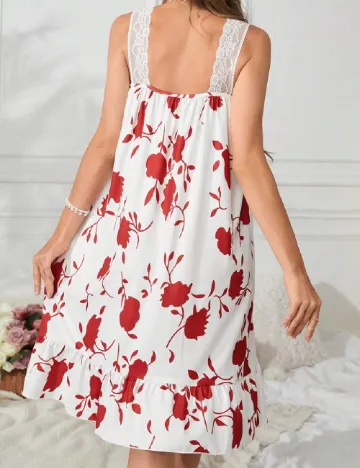 Rochie de noapte SHEIN, alb/rosu