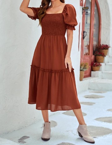 Rochie medie SHEIN, caramiziu