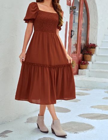 Rochie medie SHEIN, caramiziu