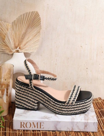 Sandale SHEIN, crem/negru