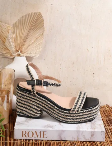 Sandale SHEIN, crem/negru