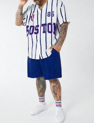 Compleu SHEIN Plus Size Men, alb/albastru