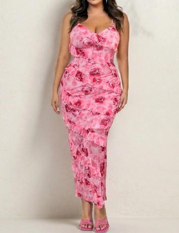 Rochie lunga SHEIN CURVE, roz