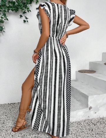 Rochie lunga SHEIN, alb/negru