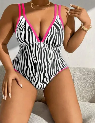 Costum de baie SHEIN CURVE, alb/negru
