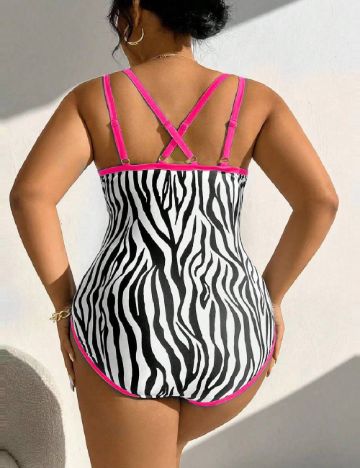 Costum de baie SHEIN CURVE, alb/negru
