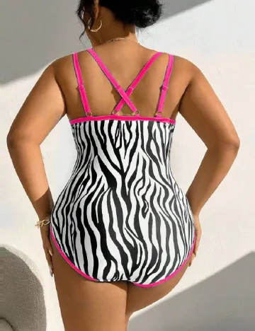 Costum de baie SHEIN CURVE, alb/negru