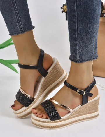 Sandale SHEIN, negru/crem
