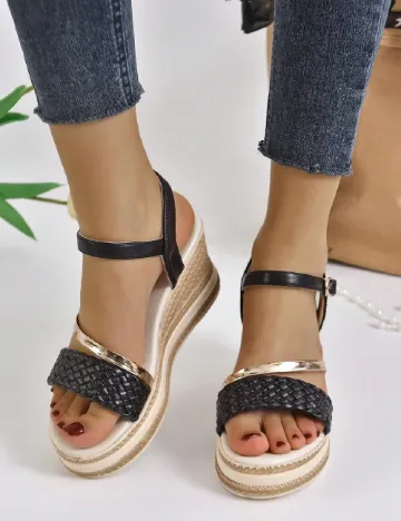 Sandale SHEIN, negru/crem