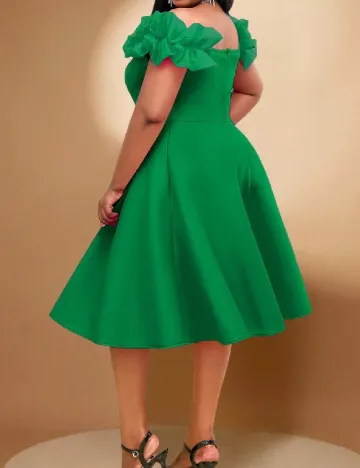 Rochie medie Aomei Plus Size, verde