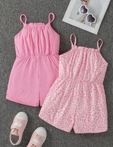 Set salopete 2 bucati Shein Kids, roz
