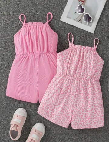 Set salopete 2 bucati Shein Kids, roz