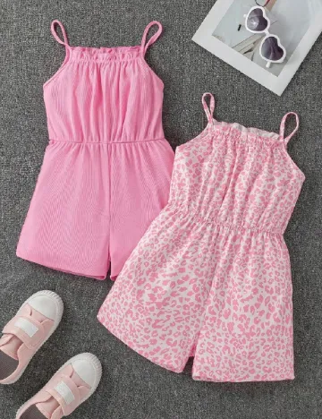 Set salopete 2 bucati Shein Kids, roz