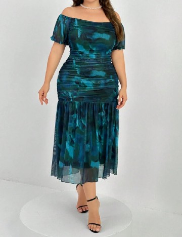 Rochie medie SHEIN CURVE, albastru