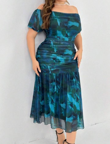 Rochie medie SHEIN CURVE, albastru