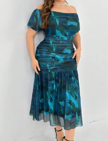 Rochie medie SHEIN CURVE, albastru