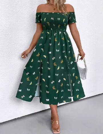 Rochie medie SHEIN CURVE, verde inchis