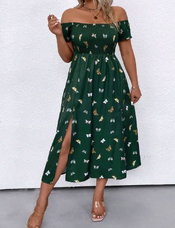 Rochie medie SHEIN CURVE, verde inchis