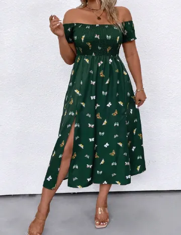Rochie medie SHEIN CURVE, verde inchis