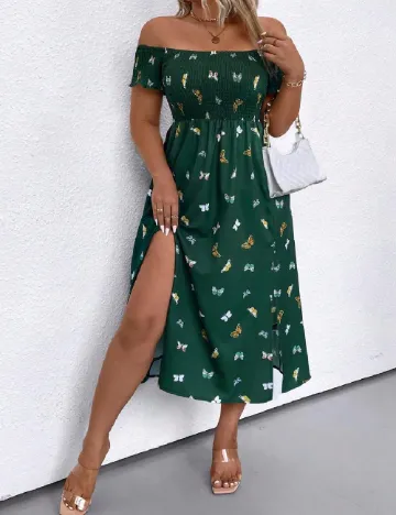 Rochie medie SHEIN CURVE, verde inchis