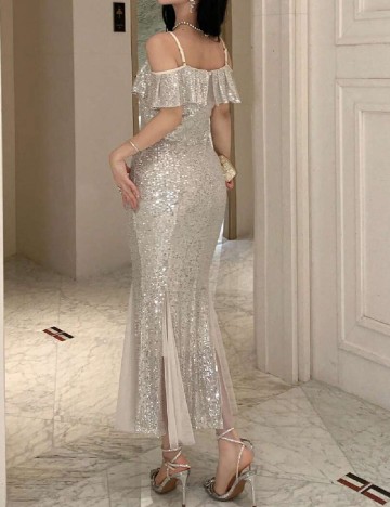 Rochie lunga Dazy, crem