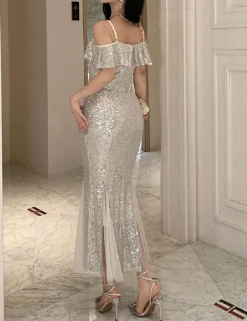 Rochie lunga Dazy, crem