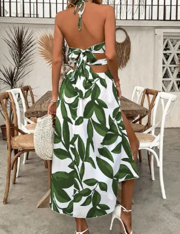 Rochie medie SHEIN, alb/verde