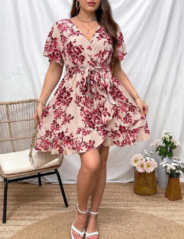 Rochie scurta SHEIN CURVE, floral print