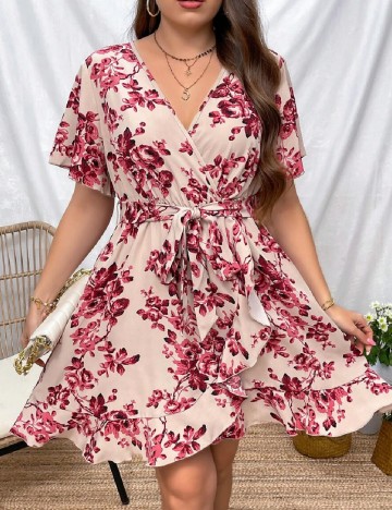 Rochie scurta SHEIN CURVE, floral print