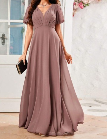 Rochie lunga UNITHORSE, roz pudra inchis