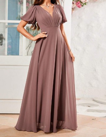 Rochie lunga UNITHORSE, roz pudra inchis