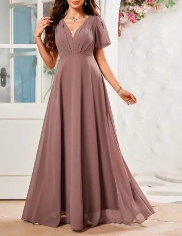 Rochie lunga UNITHORSE, roz pudra inchis