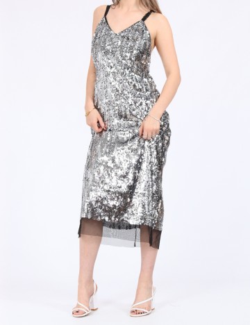 Rochie medie Kashion, argintiu