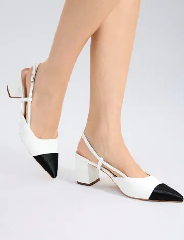 Pantofi MOTF, alb/negru