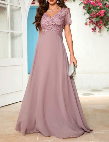 Rochie lunga UNITHORSE, roz pudra