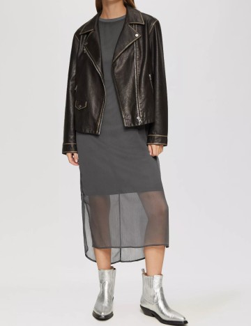 Rochie medie Q/S, gri inchis