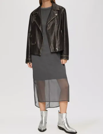 Rochie medie Q/S, gri inchis